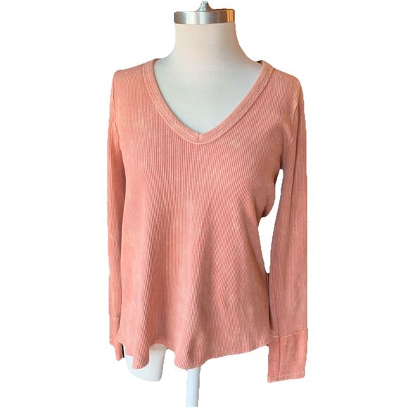 Vtg 90’s Gimmicks By BKE Pink Shirt Top Crochet Mixed Print Thermal Boho Small - Picture 5 of 15